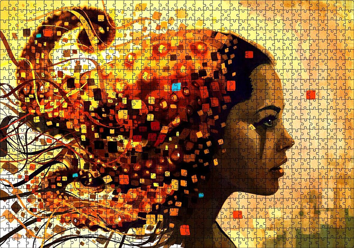 Cakapuzzle  DijitalFigüratif Resim Üzgün Kadın Görseli Puzzle Yapboz MDF Ahşap