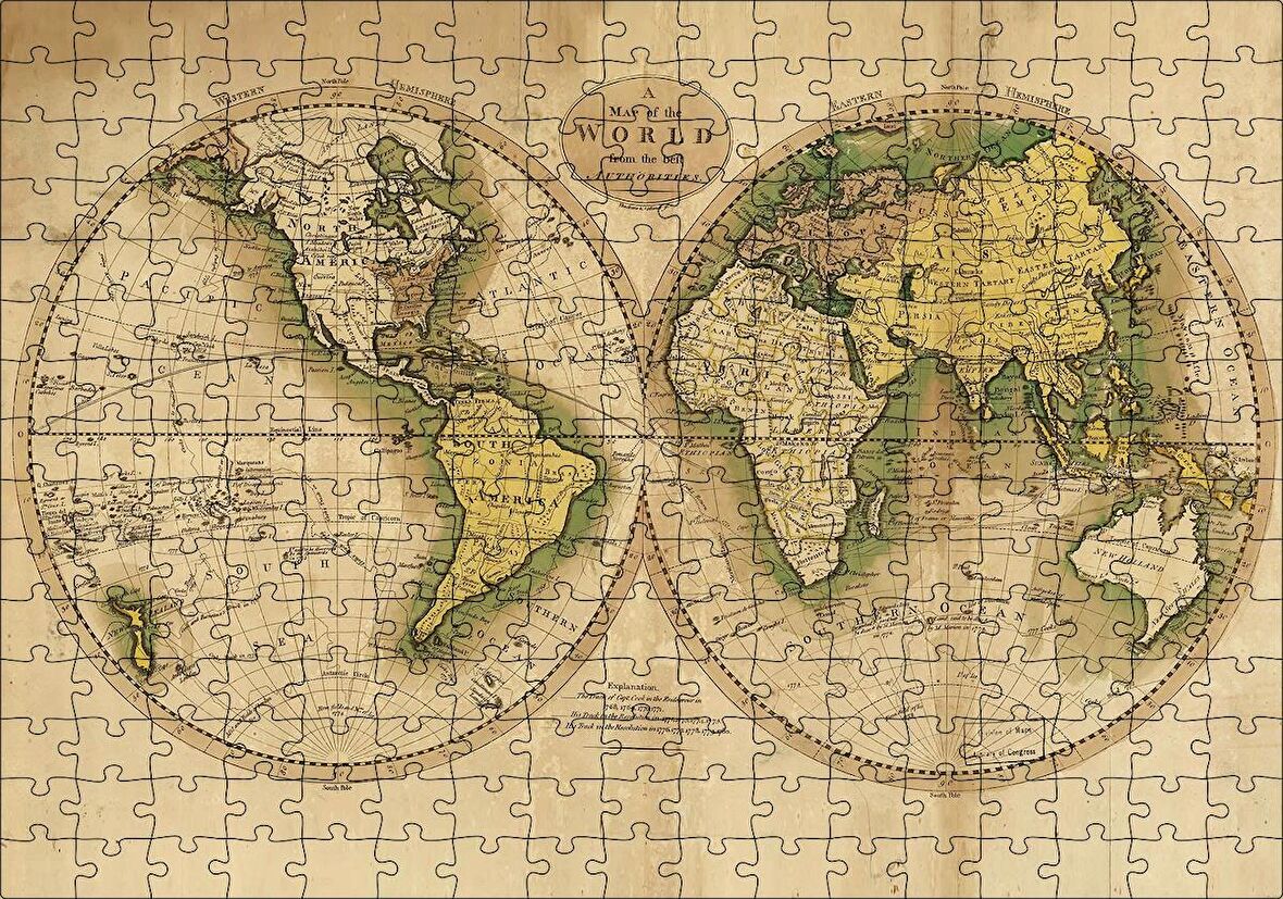 Cakapuzzle  Dünya Haritası Görseli Puzzle Yapboz MDF Ahşap