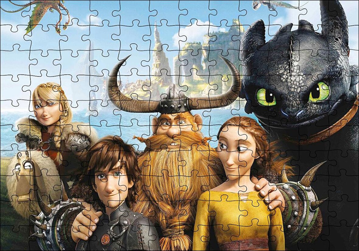 Cakapuzzle  Ejderhanı Nasıl Eğitirsin 2 Karakterler Puzzle Yapboz MDF Ahşap