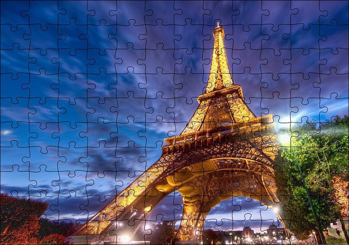 Cakapuzzle  Eyfel Kulesi Gece Işıkları Puzzle Yapboz MDF Ahşap