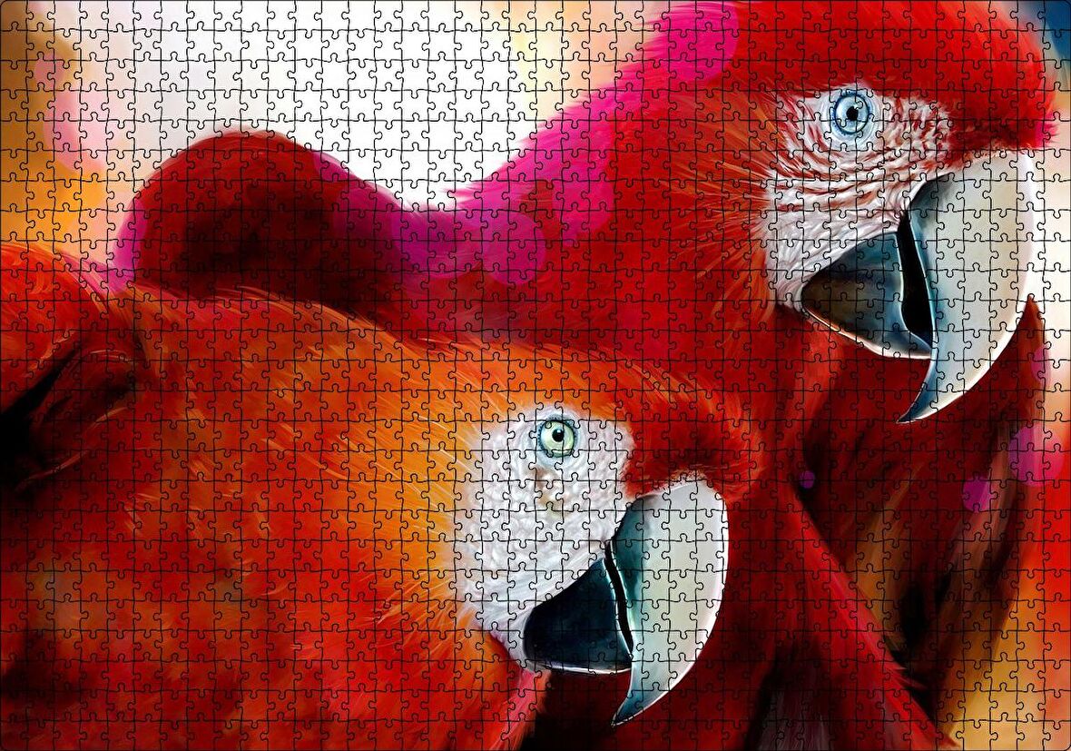 Cakapuzzle  Kırmızı Papağanlar Puzzle Yapboz MDF Ahşap