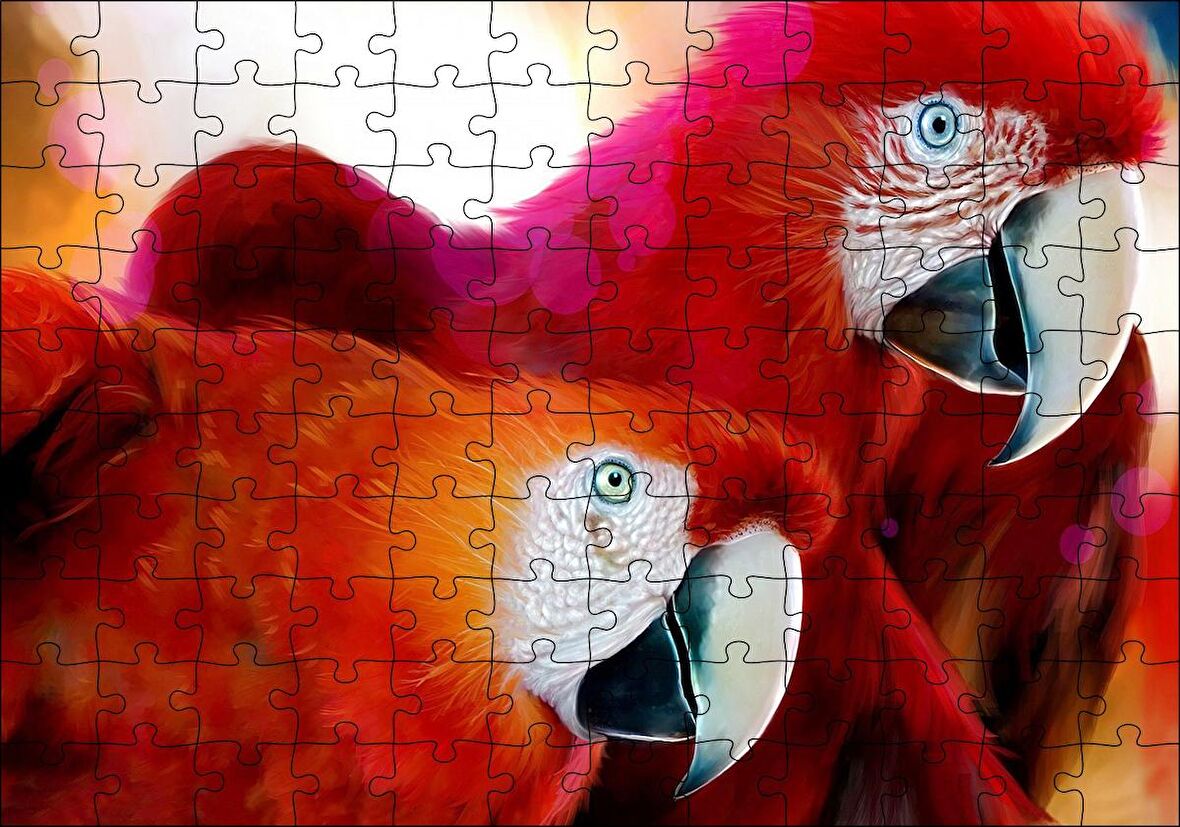 Cakapuzzle  Kırmızı Papağanlar Puzzle Yapboz MDF Ahşap