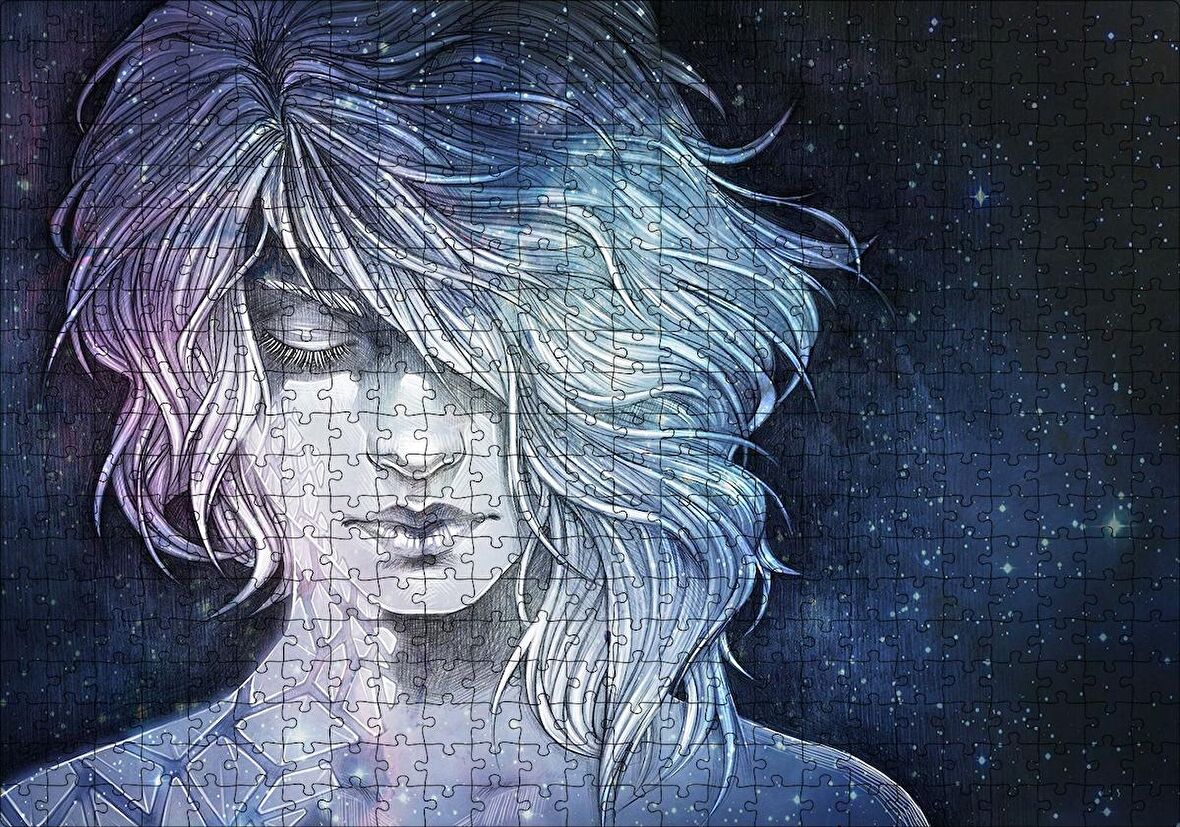 Cakapuzzle  Kız Aynalar ve Galaksiler Puzzle Yapboz MDF Ahşap