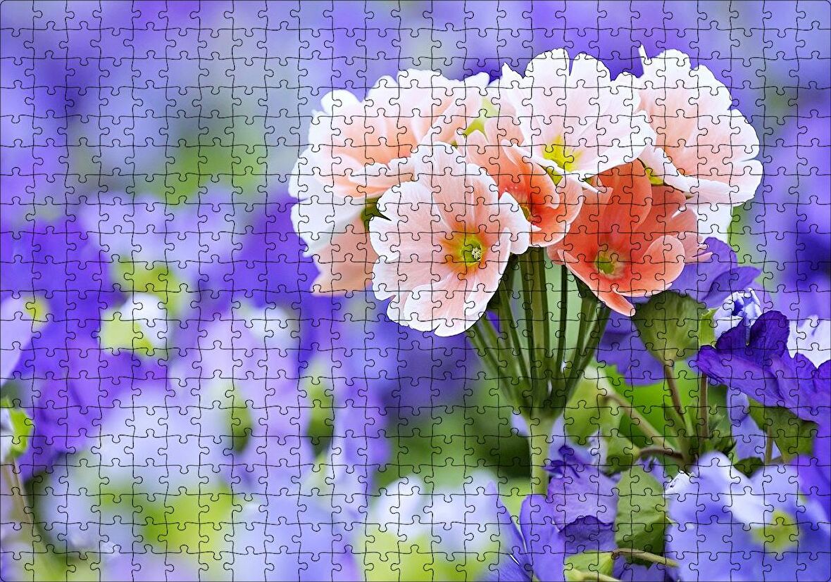 Cakapuzzle  Mor Bahçenin Ortasında Güzel Portakal Çiçekleri Görseli Puzzle Yapboz MDF Ahşap