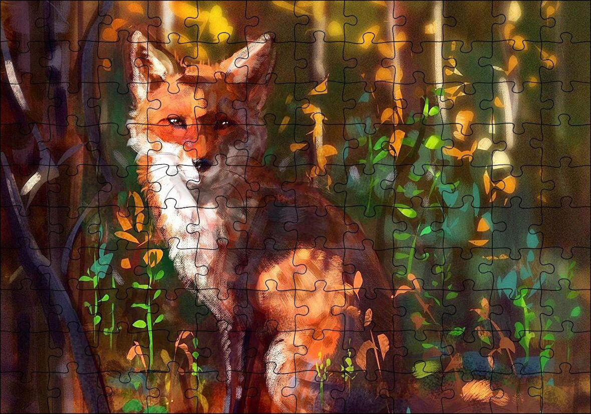 Cakapuzzle  Ormandaki Tilki Dijital Sanat Puzzle Yapboz MDF Ahşap