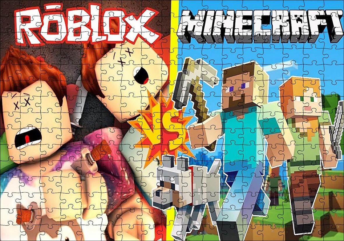 Cakapuzzle  Roblox Ve Minecraft Çizgi Film Görseli Puzzle Yapboz MDF Ahşap