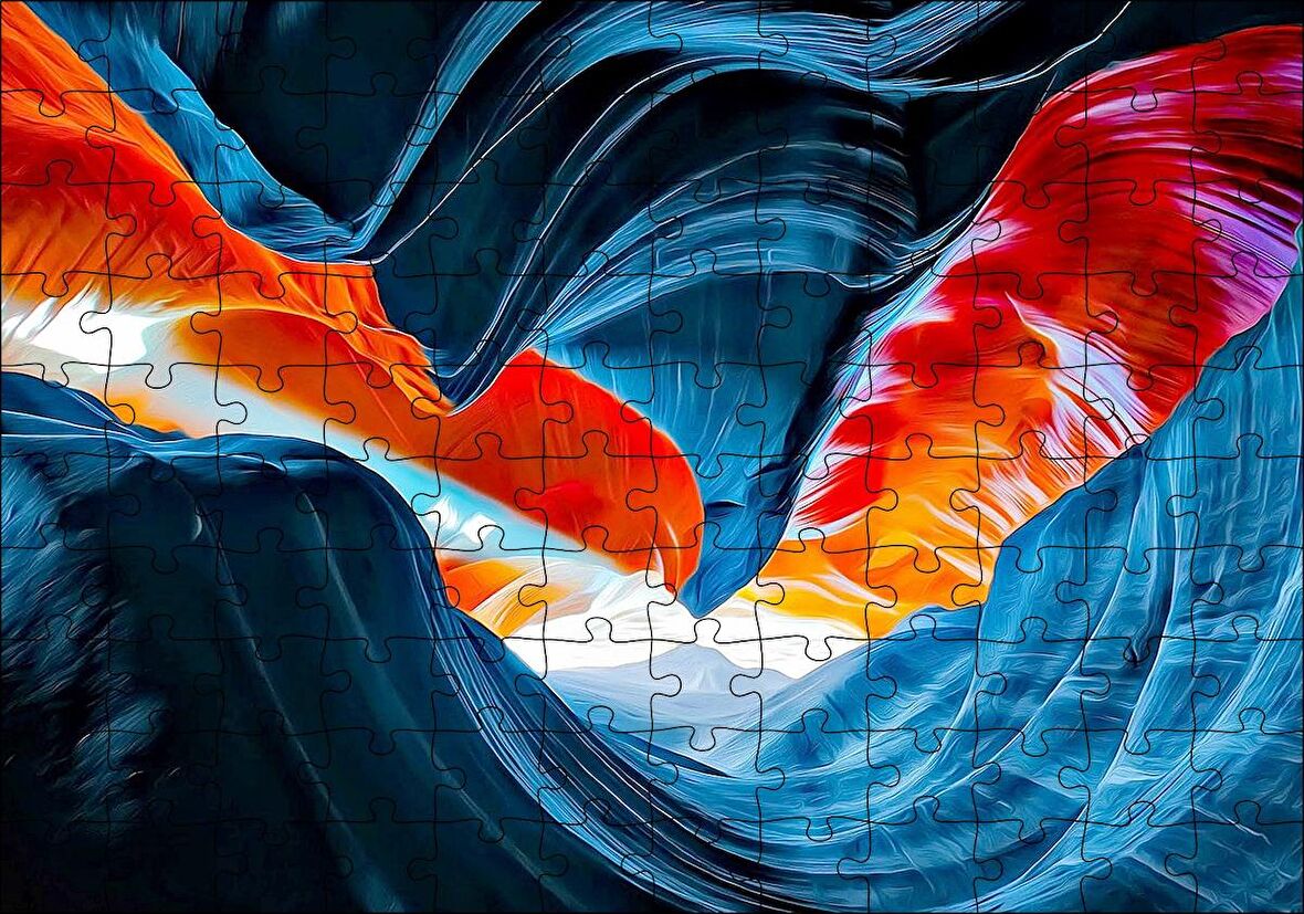 Cakapuzzle  Turuncu Mavi Kanyon Görseli Gerçeküstü Resim Puzzle Yapboz MDF Ahşap