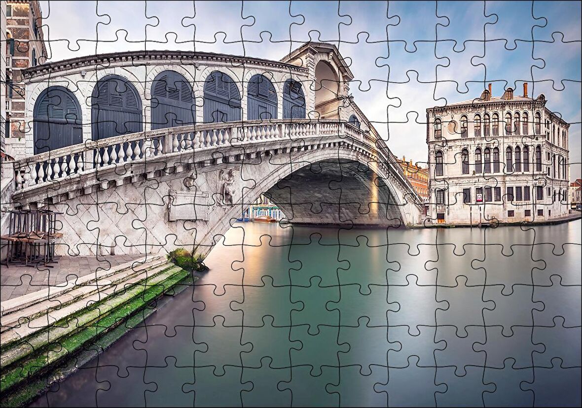 Cakapuzzle  Venedik Rialto Köprüsü Puzzle Yapboz MDF Ahşap
