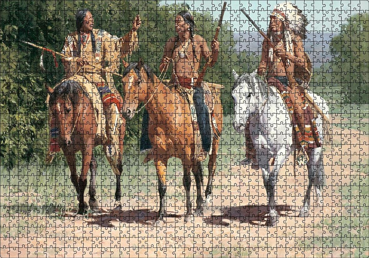 Cakapuzzle  Avcı Kızılderili Görseli Puzzle Yapboz MDF Ahşap
