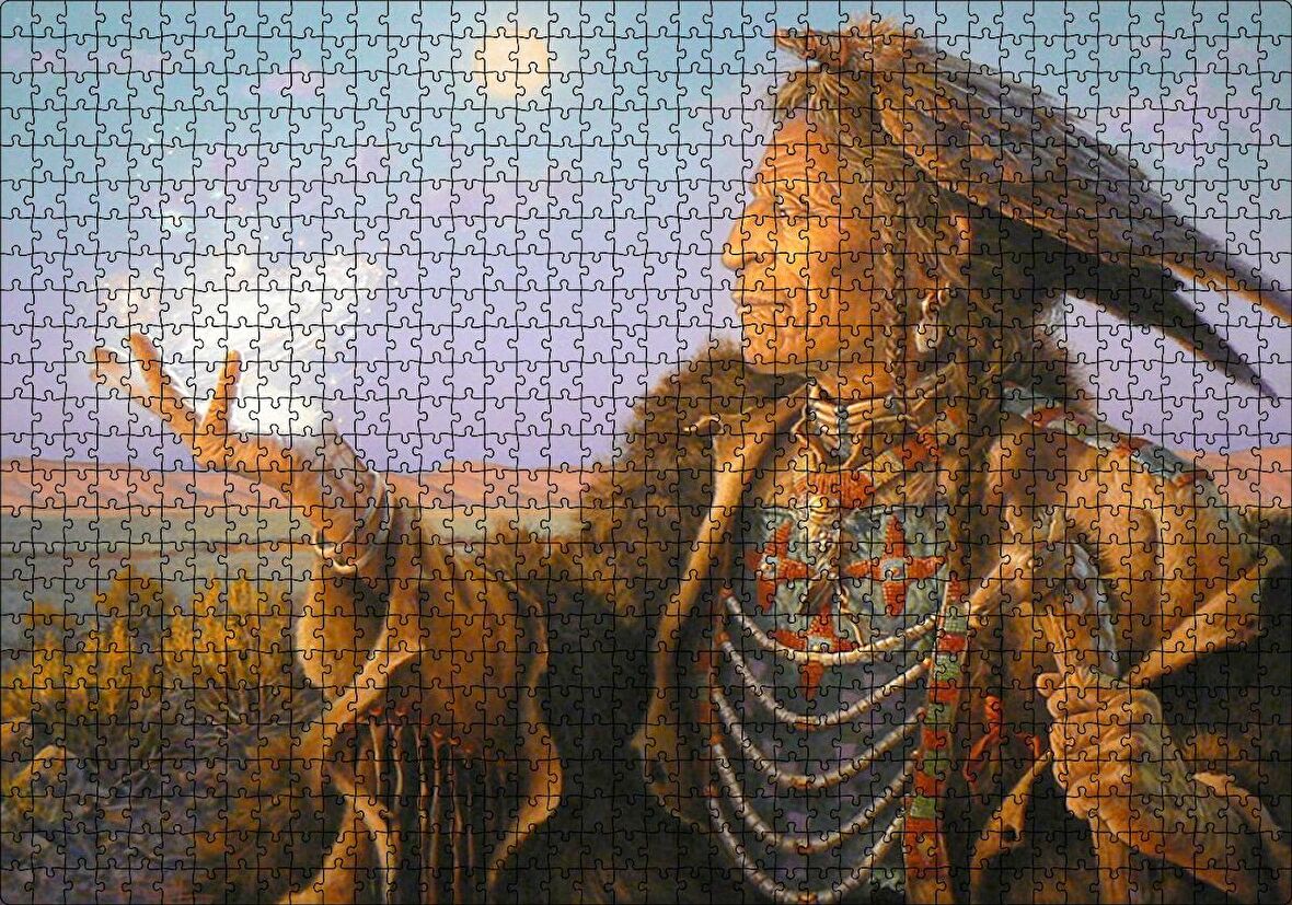 Cakapuzzle  Büyücü Kızılderili Görseli Puzzle Yapboz MDF Ahşap