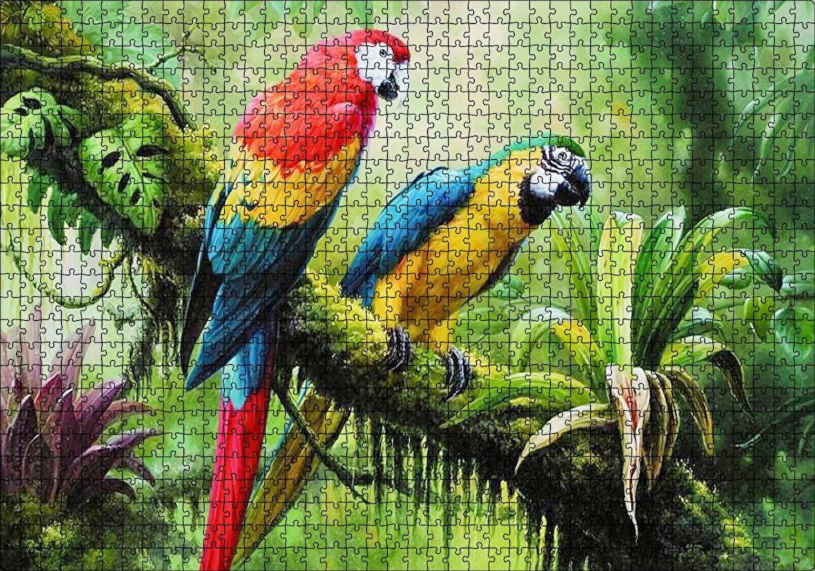 Cakapuzzle  Daldaki Pappağanlar Görseli Puzzle Yapboz MDF Ahşap