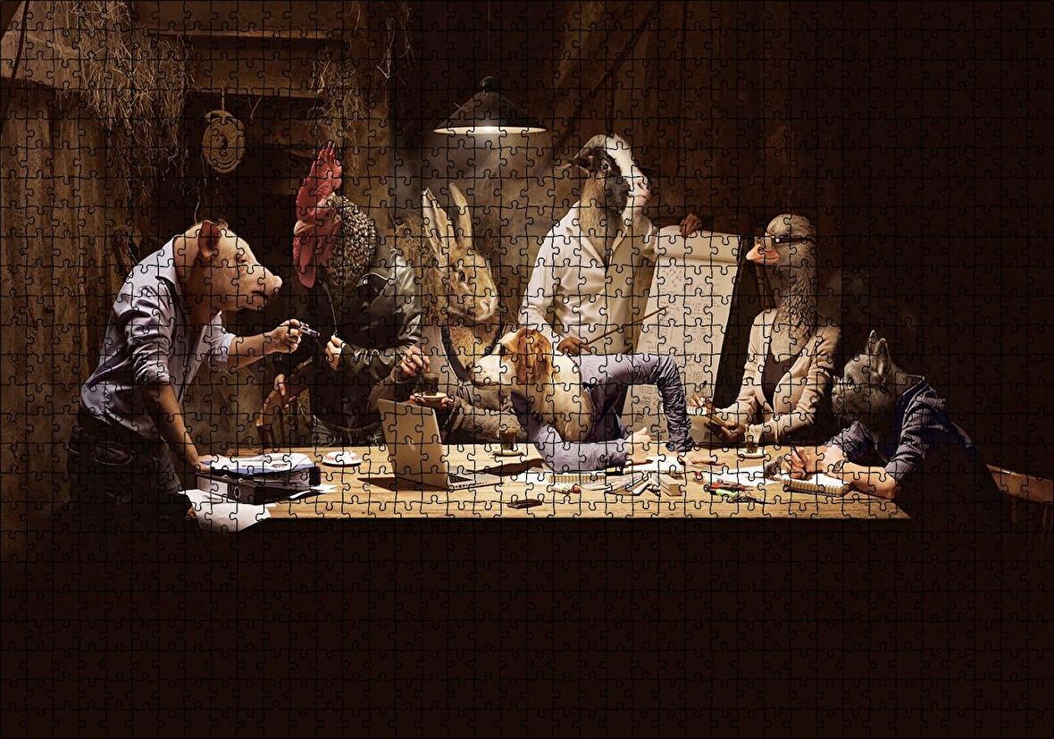 Cakapuzzle  Fantastik Çiftlik Hayvan Toplantısı Görseli Puzzle Yapboz MDF Ahşap