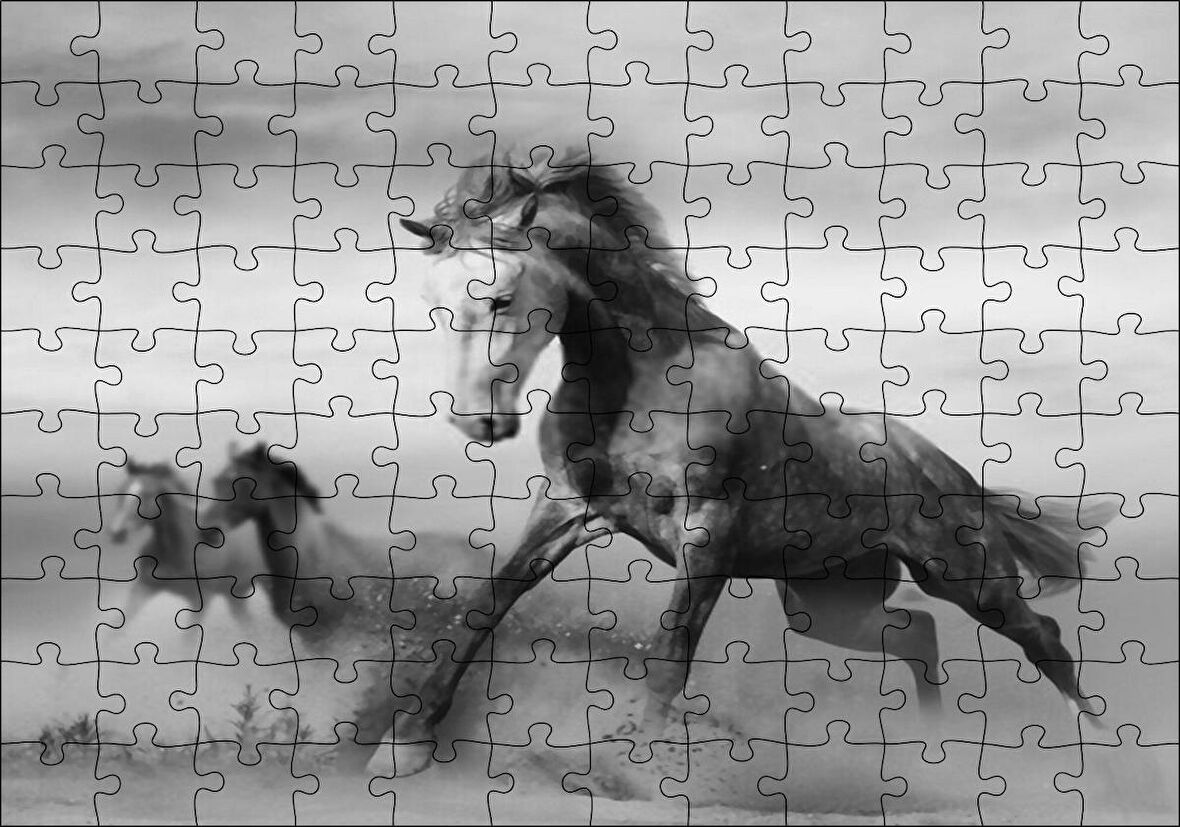 Cakapuzzle  Fırtınada Koşan Atlar Görseli Puzzle Yapboz MDF Ahşap