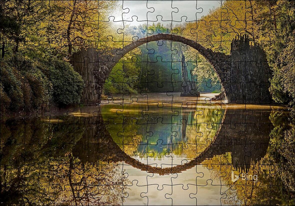 Cakapuzzle  Rakotz Köprüsü Görseli Puzzle Yapboz MDF Ahşap