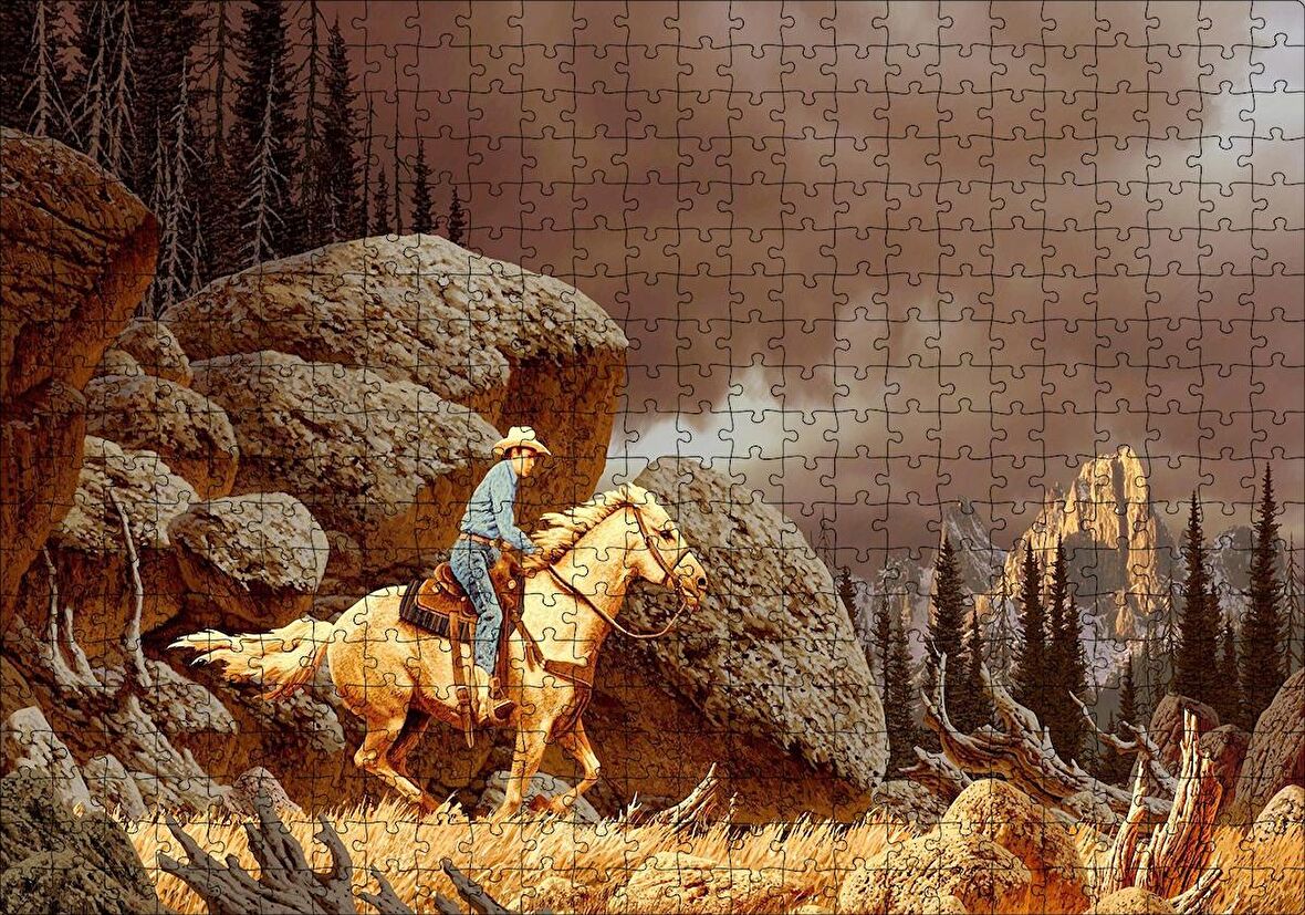 Cakapuzzle  Teksas Yanlız Kovboy Görseli (1) Puzzle Yapboz MDF Ahşap