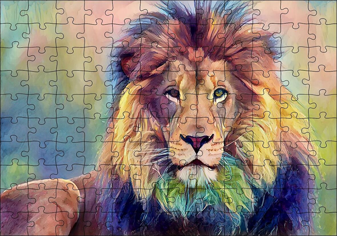Cakapuzzle  Yağlı Boya Görselli Aslan Puzzle Yapboz MDF Ahşap