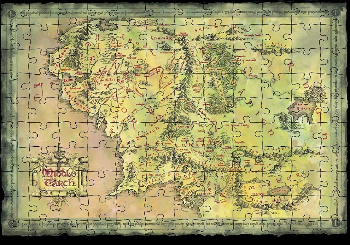 Cakapuzzle  Yeşil Renk Mordur Orta Düya Haritası Görseli Puzzle Yapboz MDF Ahşap