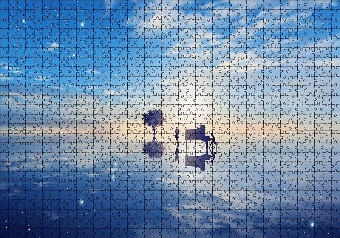 Cakapuzzle  Fantastik Ortam Piyanist ve Kemancı Kız Puzzle Yapboz MDF Ahşap