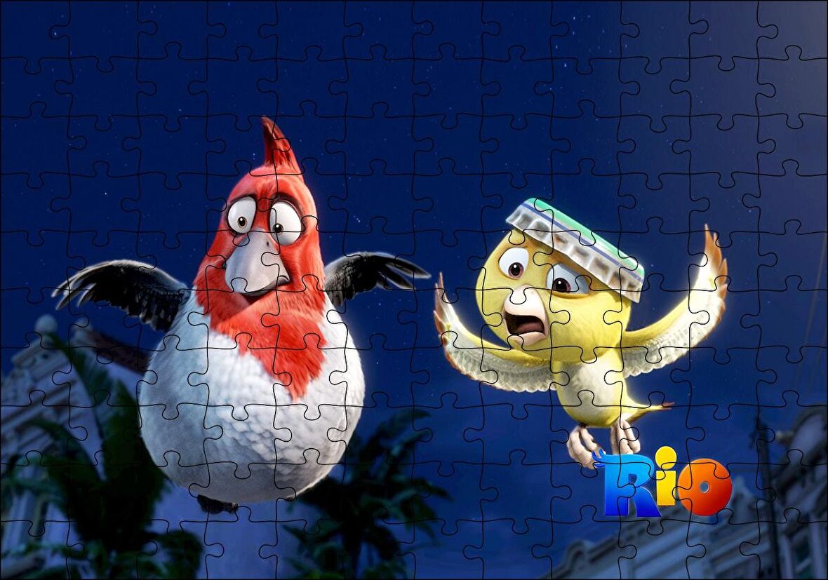 Cakapuzzle  Rio Macerası Sarı ve Kırmızı Beyaz Kuşlar Puzzle Yapboz MDF Ahşap