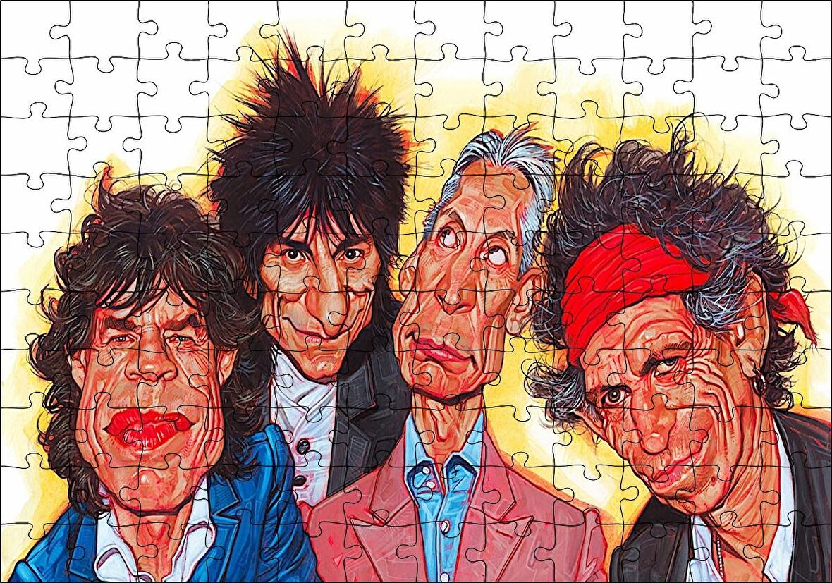 Cakapuzzle  Rolling Stones Karikatürize Puzzle Yapboz MDF Ahşap