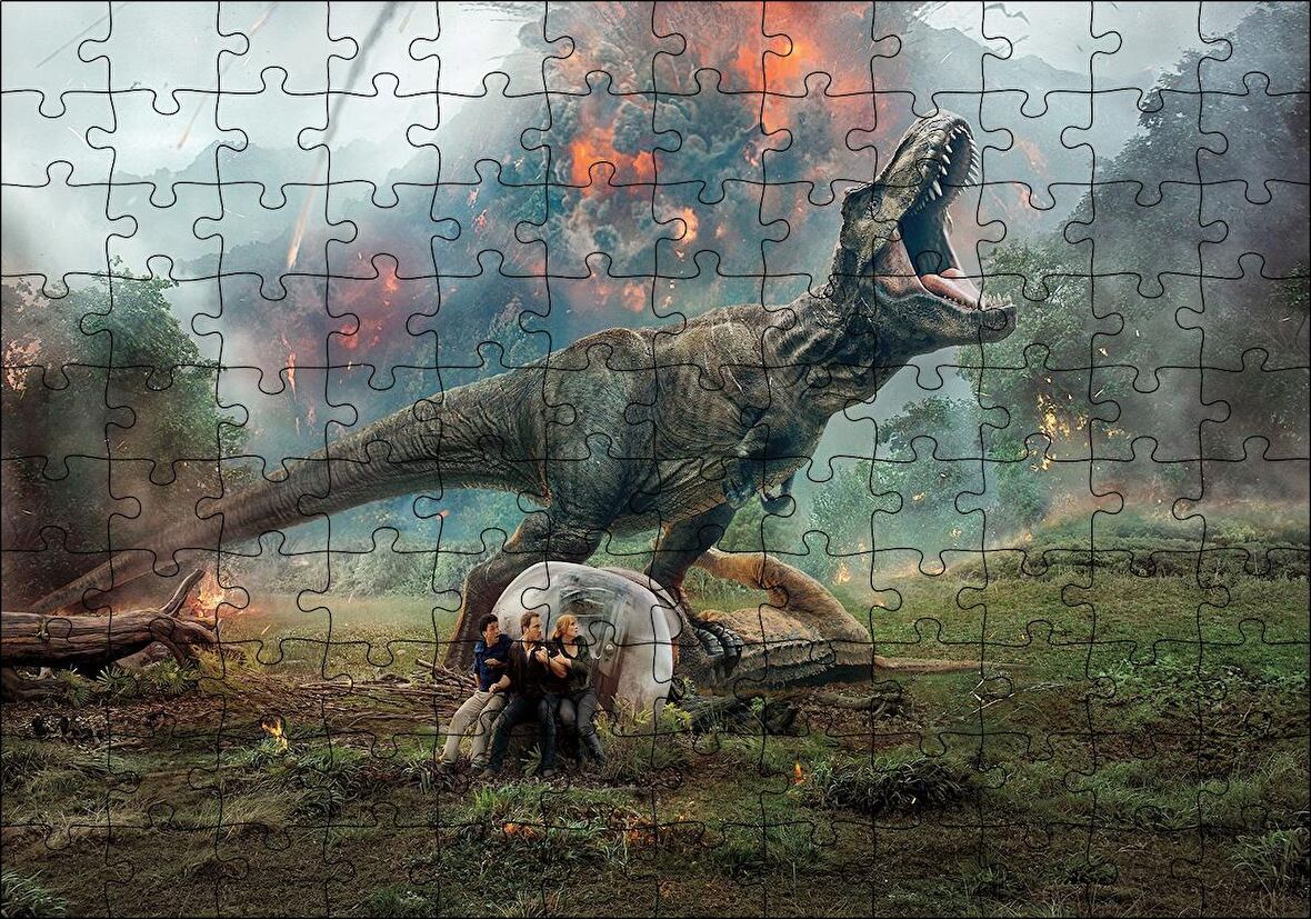 Cakapuzzle Jurassic World Kayıp Krallık T-Rex ve Yanardağ Puzzle Yapboz MDF Ahşap