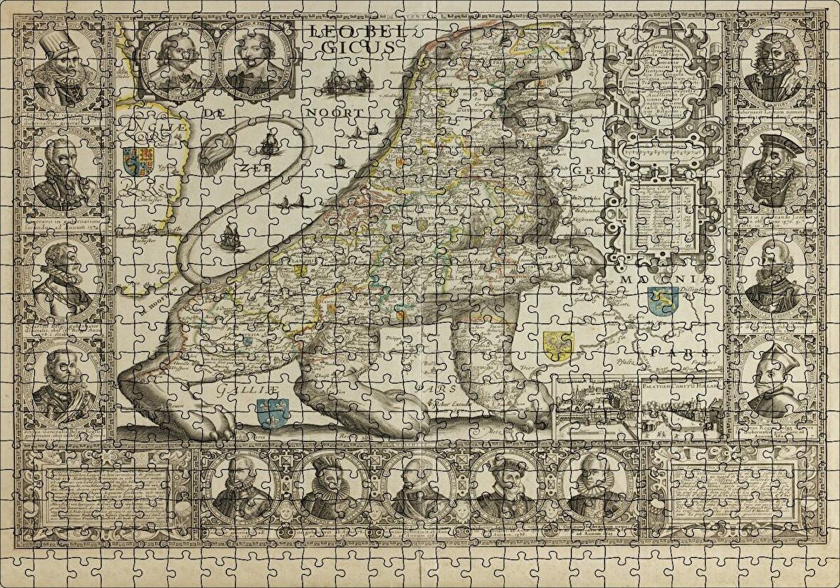 Cakapuzzle Aslan Şeklinde Eski Belçika Haritası Puzzle Yapboz MDF Ahşap