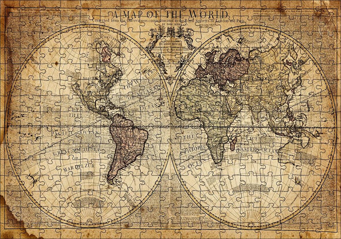 Cakapuzzle Dünya Haritası 1725 Yılı Puzzle Yapboz MDF Ahşap