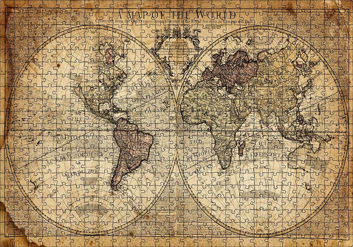 Cakapuzzle Dünya Haritası 1725 Yılı Puzzle Yapboz MDF Ahşap