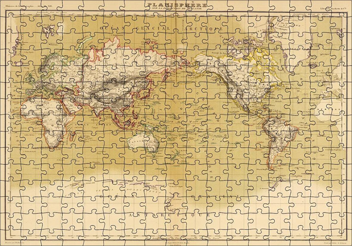 Cakapuzzle Dünya Haritası 1833 Yılı Puzzle Yapboz MDF Ahşap