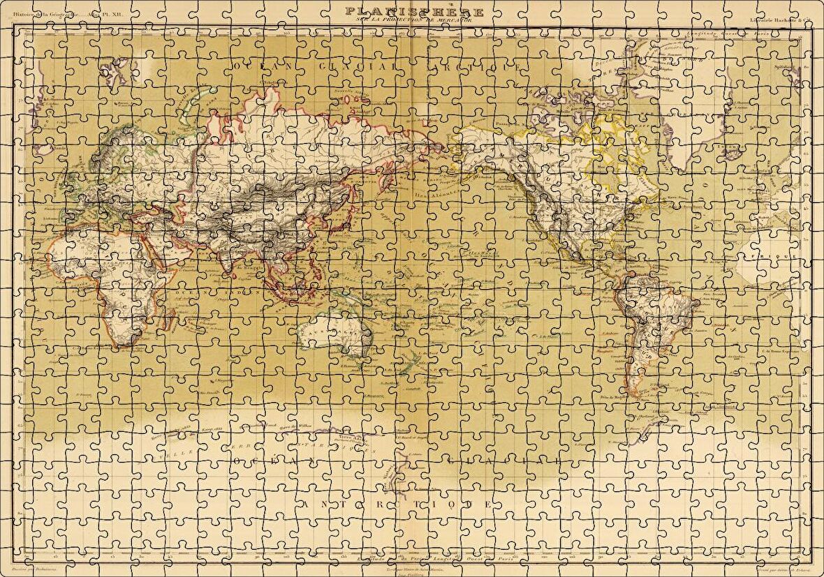 Cakapuzzle Dünya Haritası 1833 Yılı Puzzle Yapboz MDF Ahşap