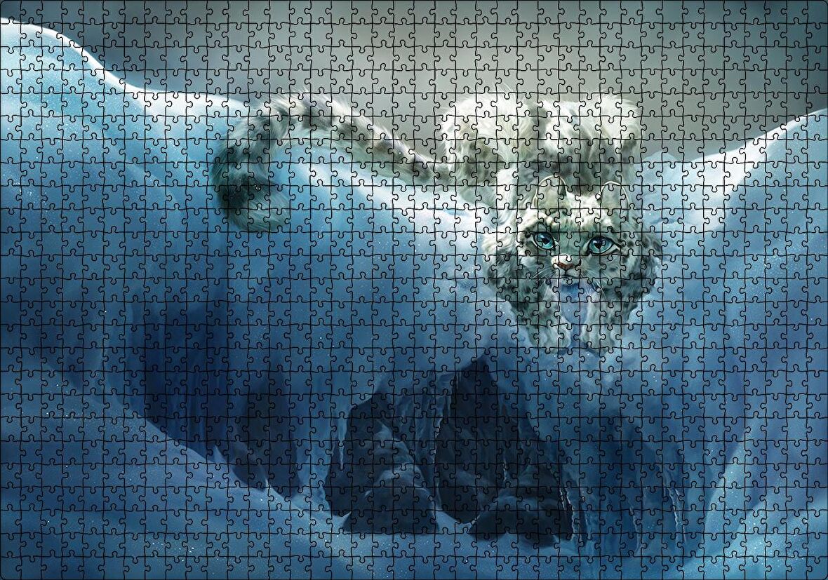 Cakapuzzle Karların Arasındaki Sevimli Vaşak Puzzle Yapboz MDF Ahşap