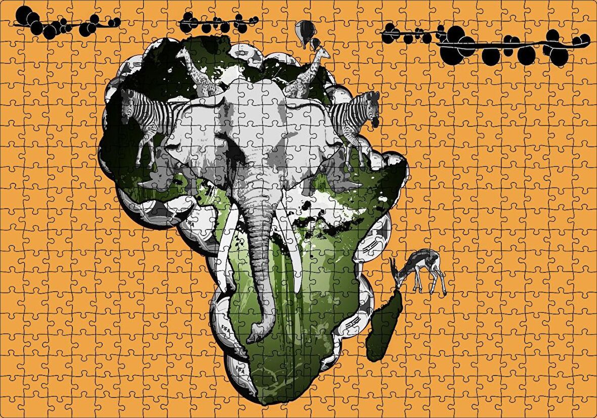 Cakapuzzle Afrika Kıtası Kültürü Kompozisyon Puzzle Yapboz MDF Ahşap