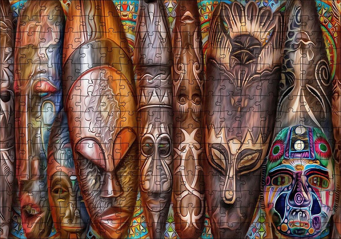 Cakapuzzle Afrika Kıtası Kültürü Kompozisyon Puzzle Yapboz MDF Ahşap