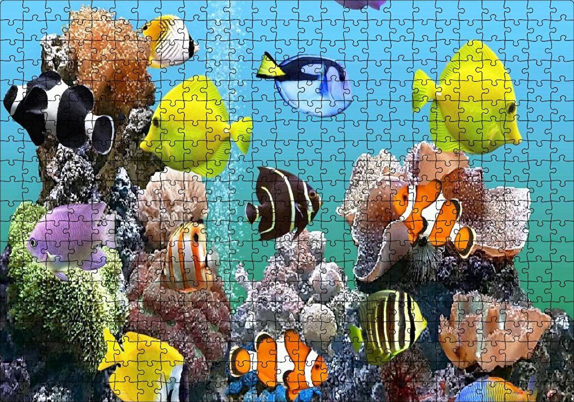 Cakapuzzle Deniz Akvaryumu ve Rengarenk Balıklar Puzzle Yapboz MDF Ahşap