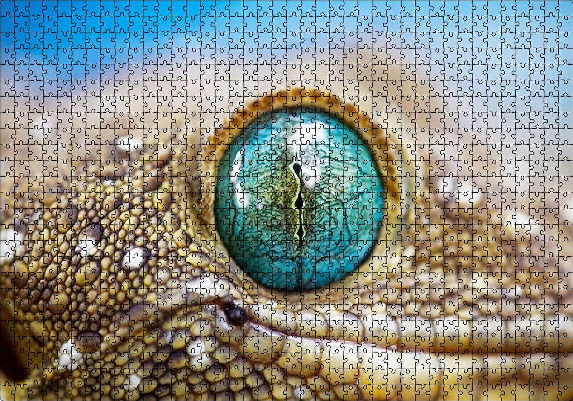 Cakapuzzle Geko Kertenkelesi Gözü Makro Çekim Puzzle Yapboz MDF Ahşap