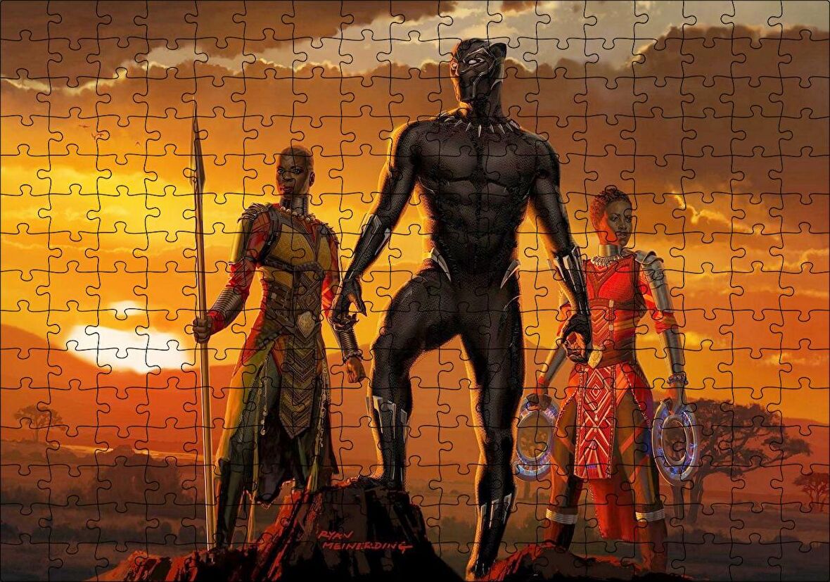 Cakapuzzle Günbatımında Afrikalı Savaşçı ve Kadın Savaşçılar Puzzle Yapboz MDF Ahşap