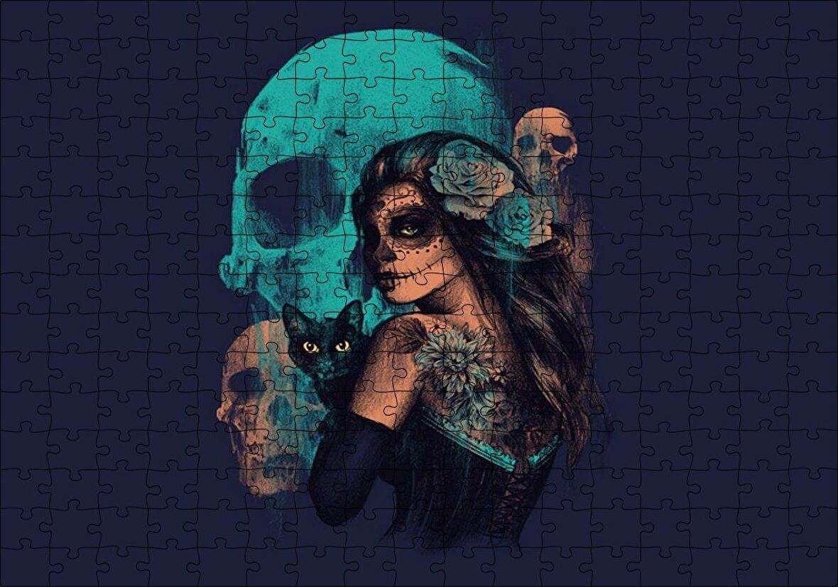 Cakapuzzle Kurukafalar Karakedi ve Ölü Gelin Puzzle Yapboz MDF Ahşap