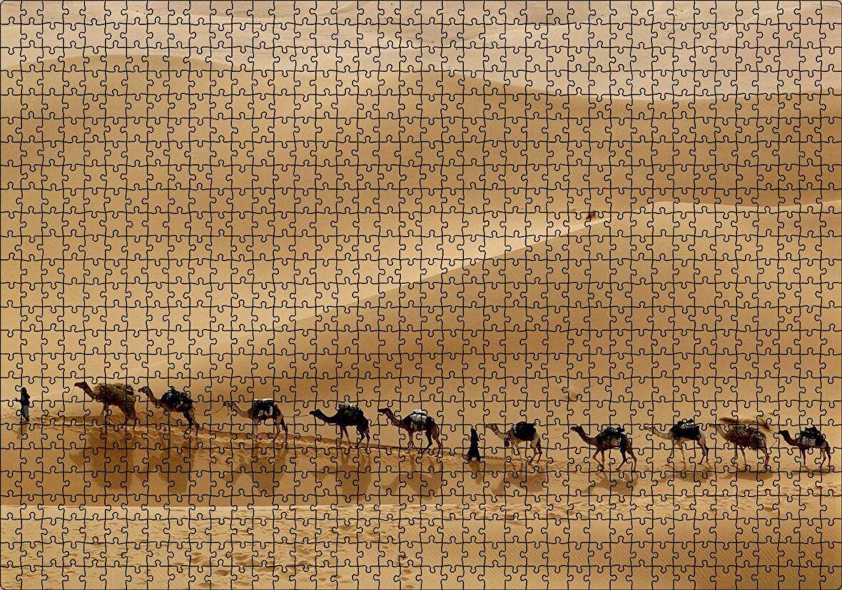 Cakapuzzle Libya Çölünde Deve Kervanı Puzzle Yapboz MDF Ahşap