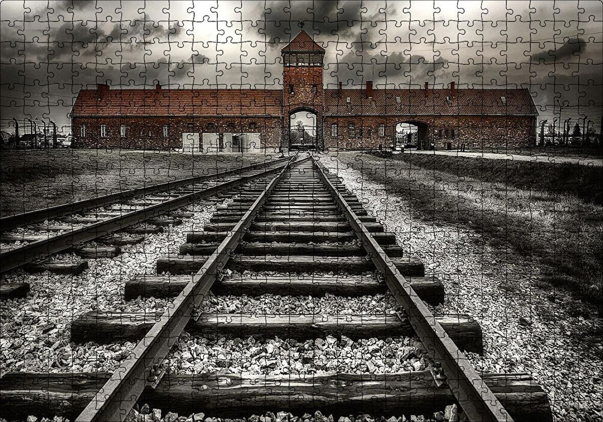 Cakapuzzle Tren Rayları ve Tarihi Bina Puzzle Yapboz MDF Ahşap
