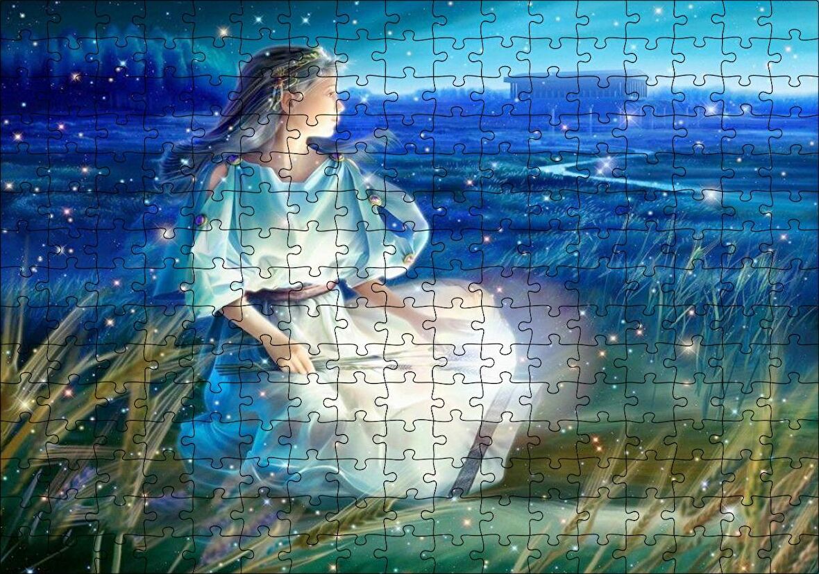 Cakapuzzle Perisi ve Buğday Başakları Puzzle Yapboz MDF Ahşap