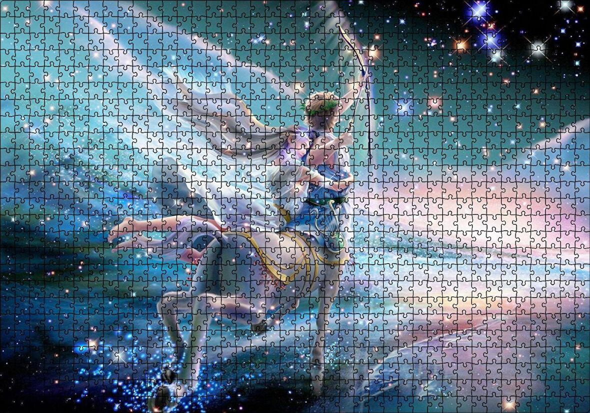 Cakapuzzle Perisi ve Yay Burcu Görseli Puzzle Yapboz MDF Ahşap