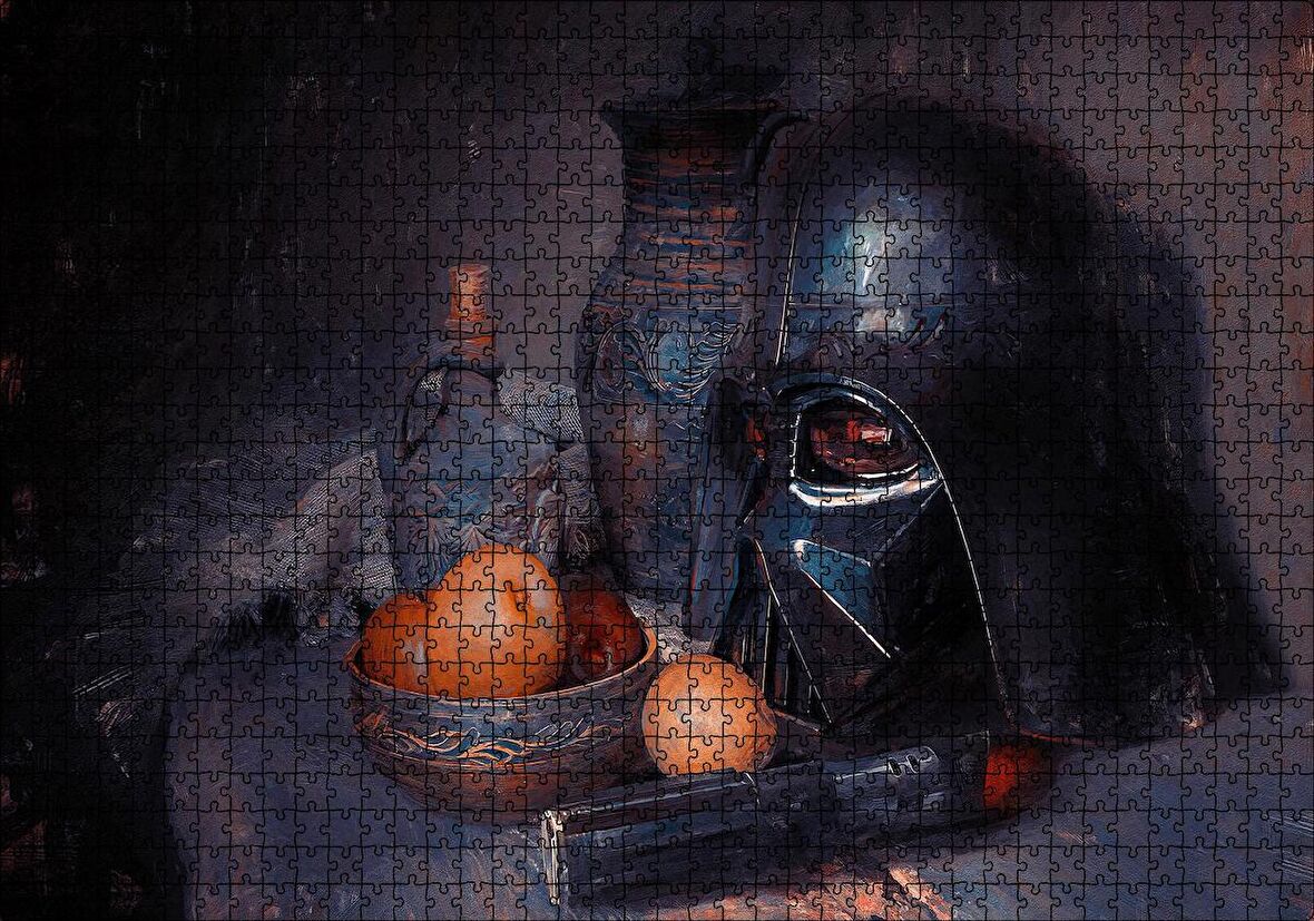 Cakapuzzle Darth Vader Kaskı Işın Kılıcı ve Meyveler Puzzle Yapboz MDF Ahşap