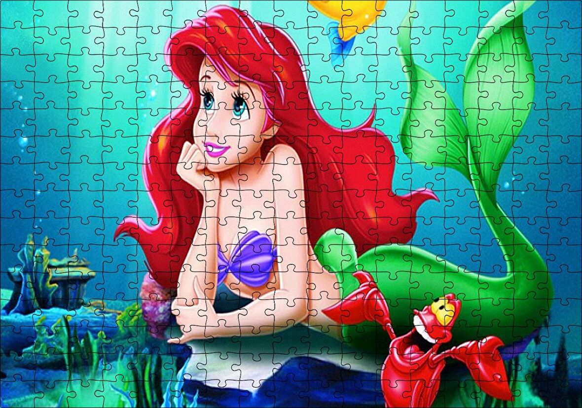 Cakapuzzle Disney Karakteri Deniz Kızı ve Yengeç Puzzle Yapboz MDF Ahşap