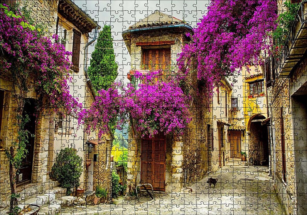 Cakapuzzle Fransa Provence Eski Binalar Görseli Puzzle Yapboz MDF Ahşap