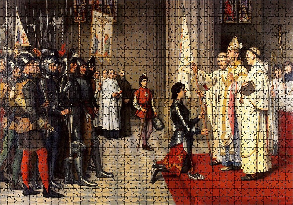 Cakapuzzle Joan Arc Taç Giyme Töreni Tablosu Puzzle Yapboz MDF Ahşap