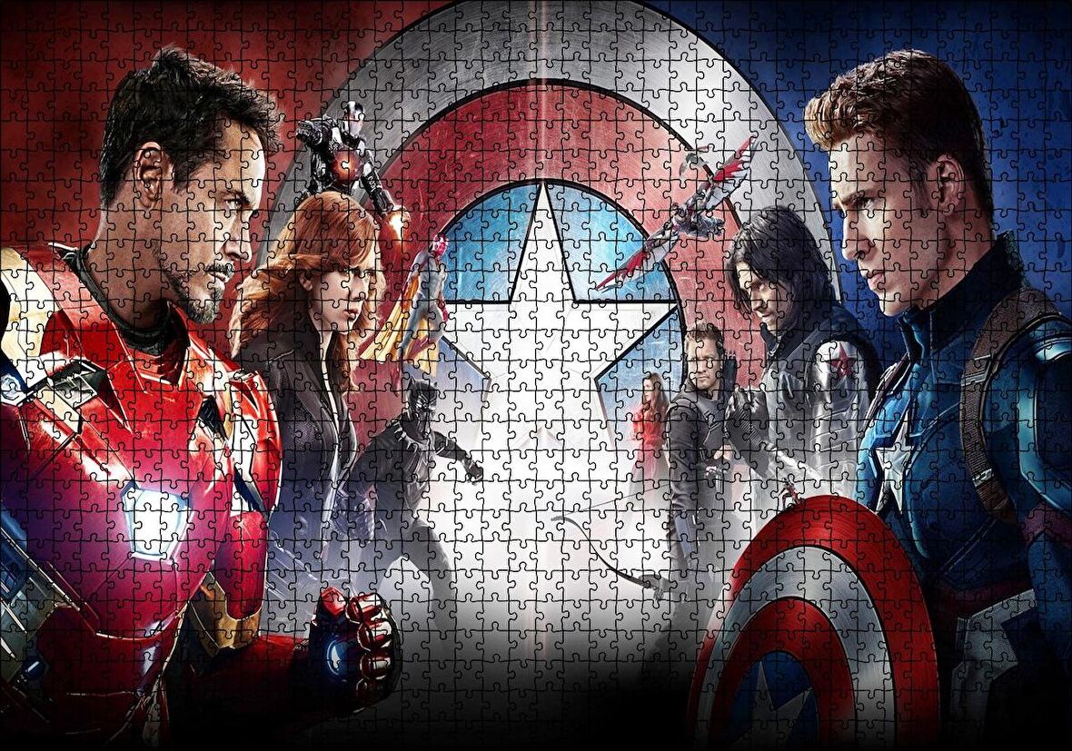 Cakapuzzle Kaptan Amerika İç Savaş Karınca Adam Kara Panter Marvel Görseli Puzzle Yapboz MDF Ahşap