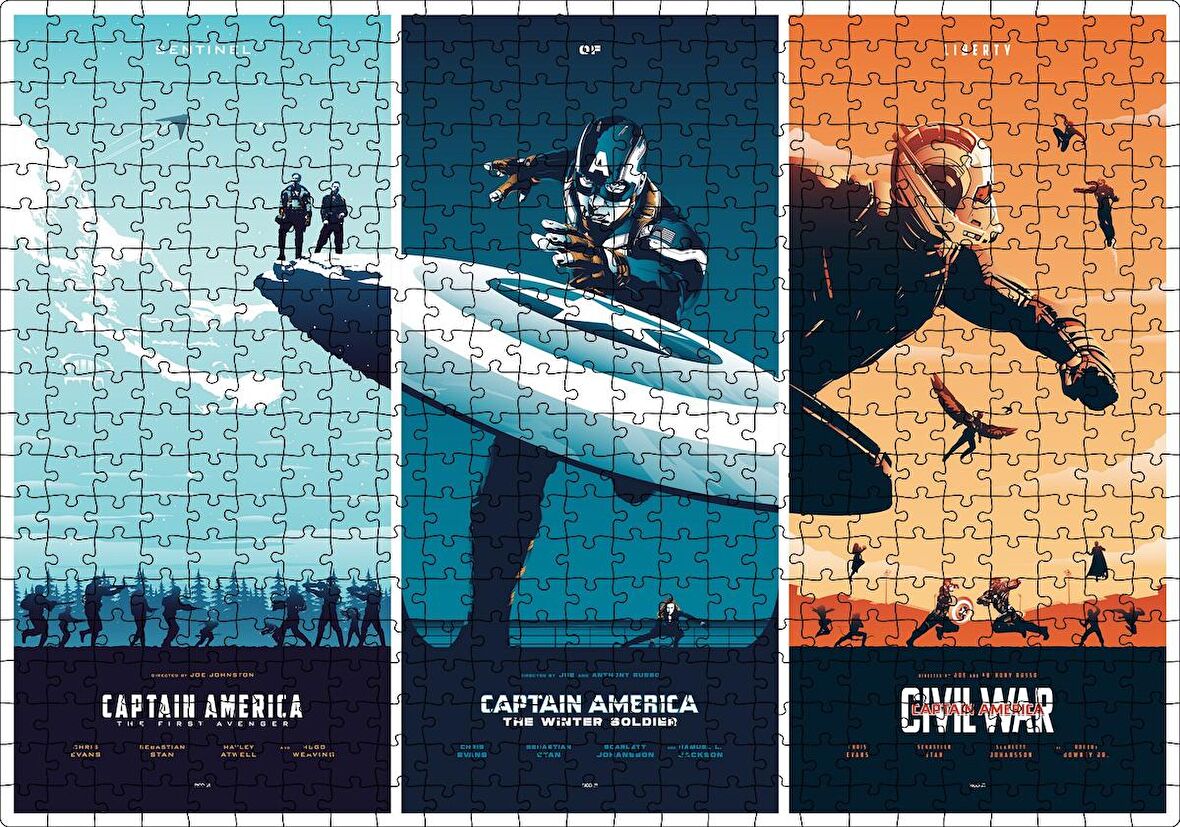 Cakapuzzle Kaptan Amerika Üçlemesi Afişler Puzzle Yapboz MDF Ahşap