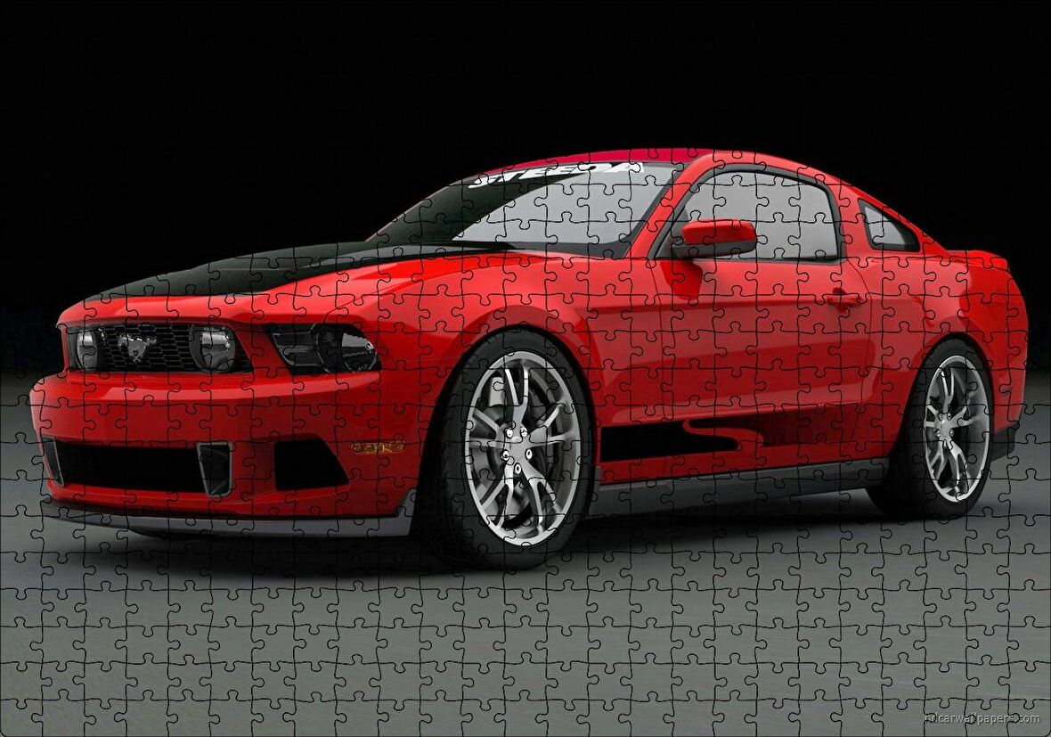 Cakapuzzle Kırmızı Ford Mustang 2010 Puzzle Yapboz MDF Ahşap
