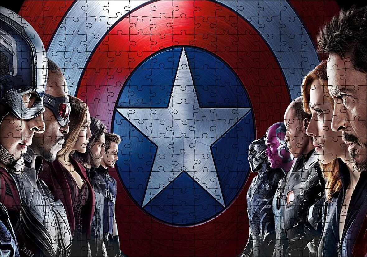 Cakapuzzle Marvel Avengers Infinity Savaş Afişi Kaptan Amerika İç Savaş gÖRSELİ Puzzle Yapboz MDF Ahşap