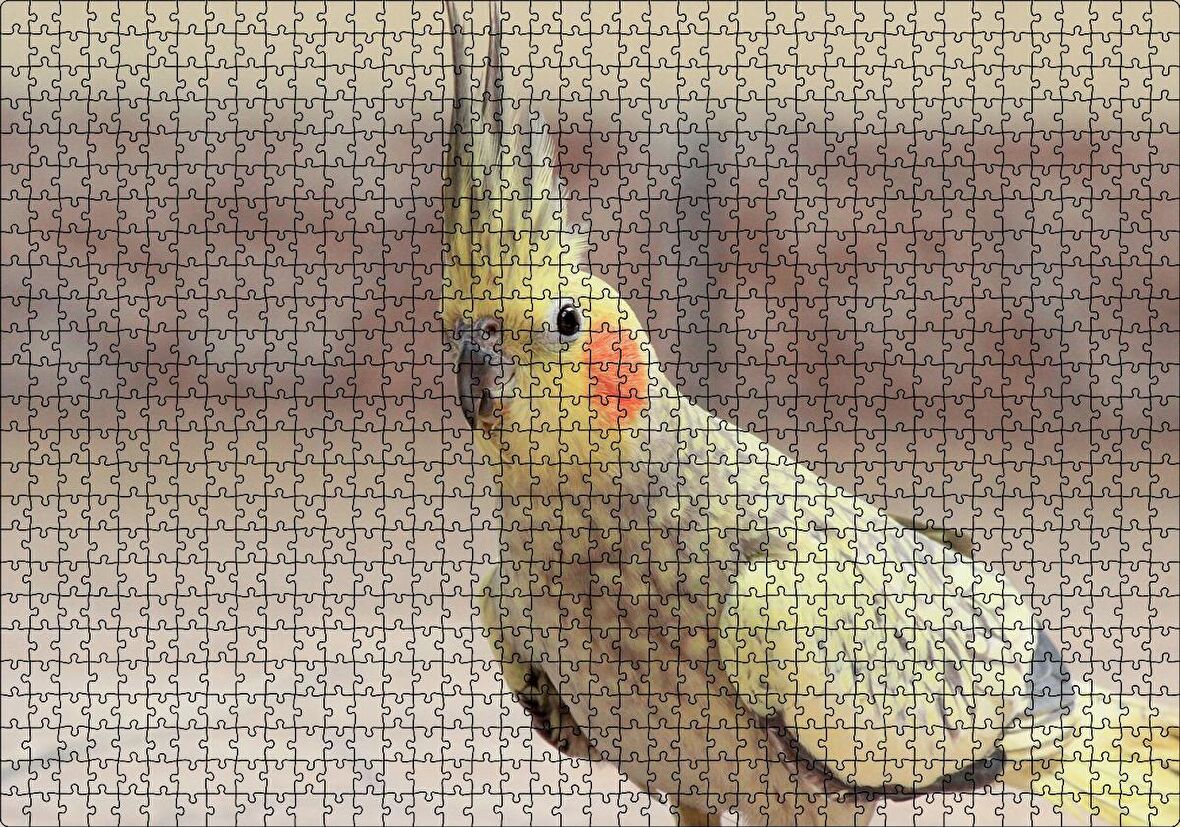 Cakapuzzle Sevimli Sarı Kakadu Papağanı Puzzle Yapboz MDF Ahşap